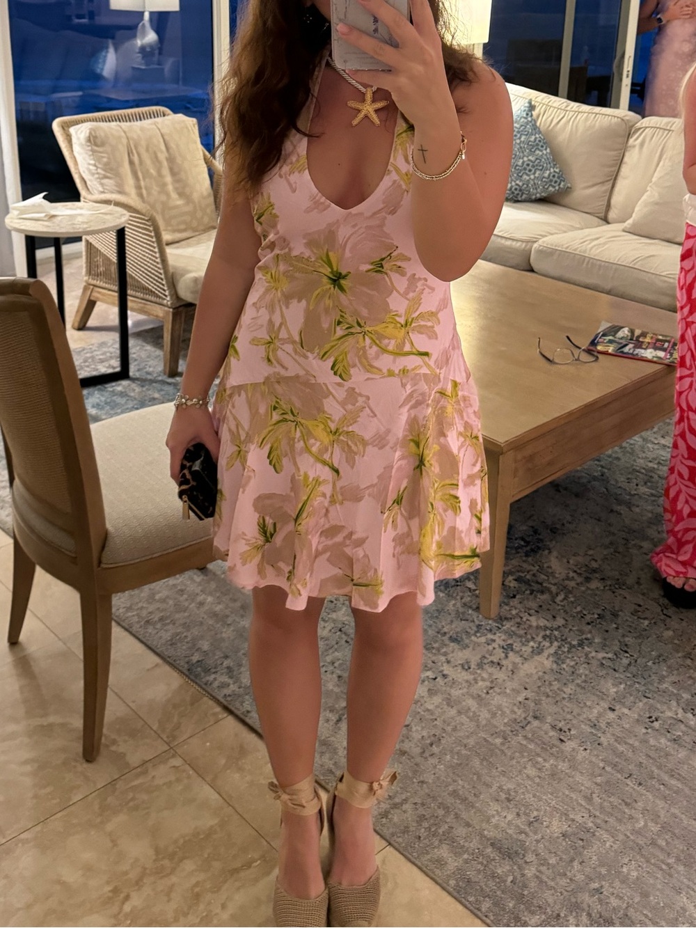 Princess Polly Pink Floral V-Neck Mini Dress